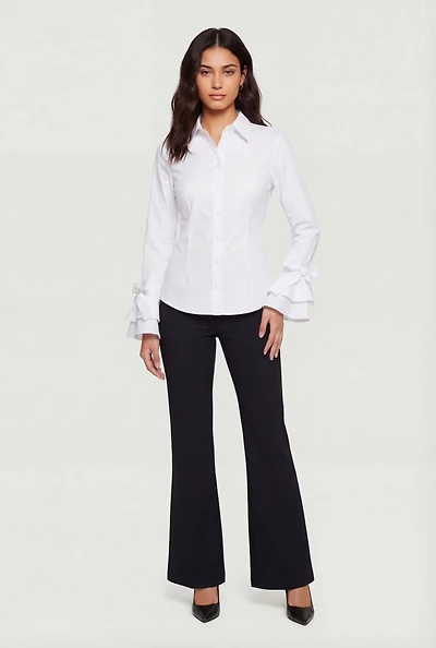 Tiered Tie Sleeve Poplin Shirt