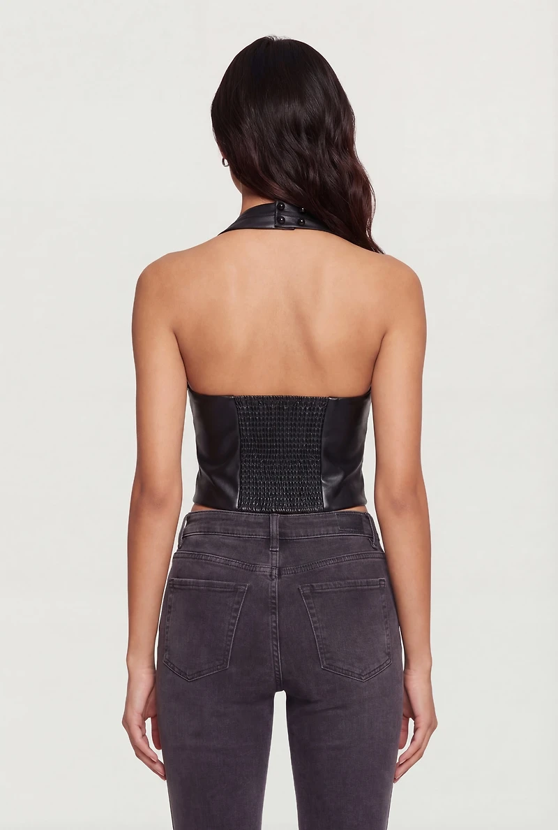 Faux Leather Halter Top