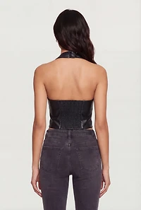 Faux Leather Halter Top