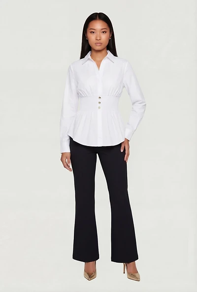 Poplin Smocked Waist Shirt