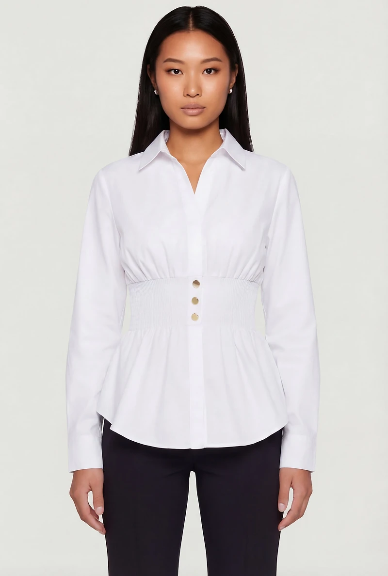 Poplin Smocked Waist Shirt