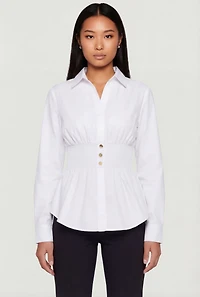 Poplin Smocked Waist Shirt