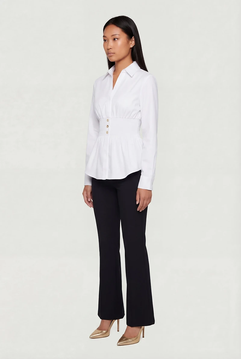 Poplin Smocked Waist Shirt