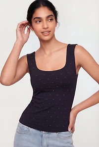 Scoop Neck Rhinestone Tank Top