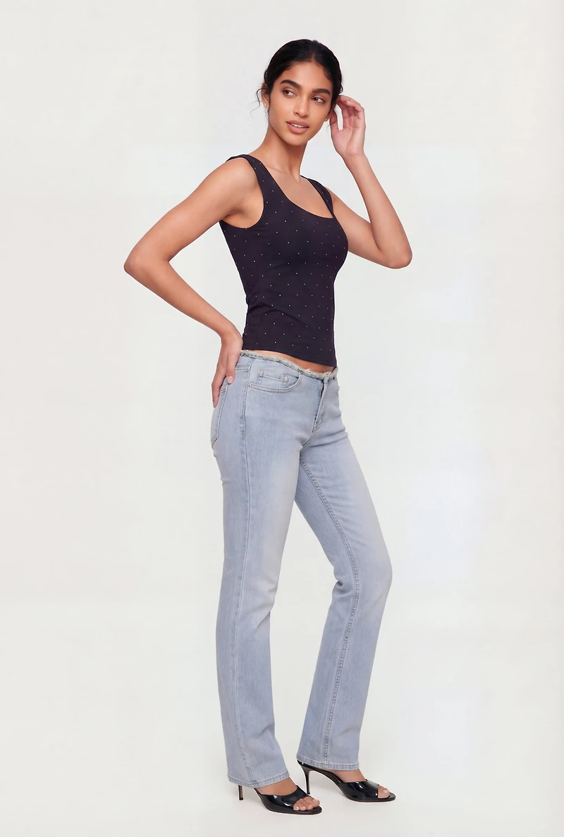 Scoop Neck Rhinestone Tank Top