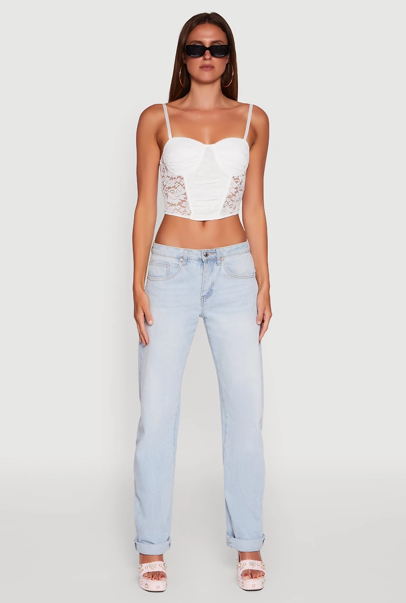 Floral Lace Cropped Sweetheart Bustier Top