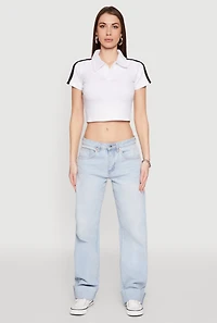 Womens Since 1984 Graphic Cropped Polo Shirt, White, Size XL