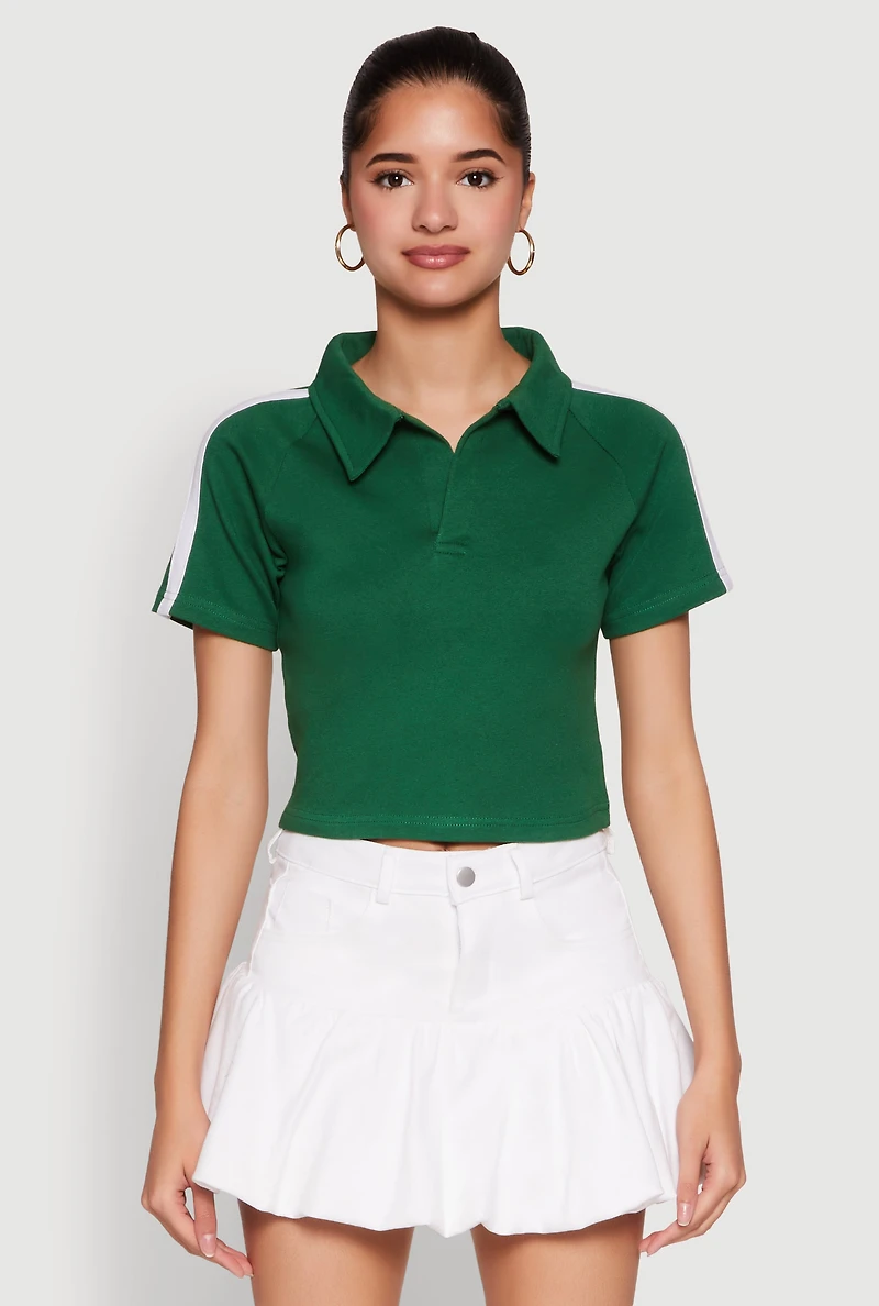 Womens Since 1984 Graphic Cropped Polo Shirt,
