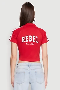 Womens Since 1984 Graphic Cropped Polo Shirt, Red, Size L