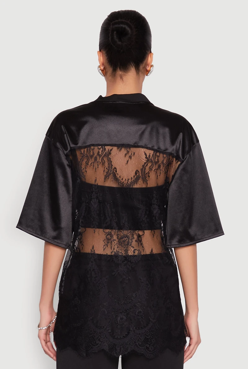 Womens Satin Detail California Graphic Top,