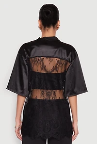 Womens Satin Detail California Graphic Top,