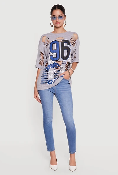 Laser Cut Graffiti Graphic Tunic Tee