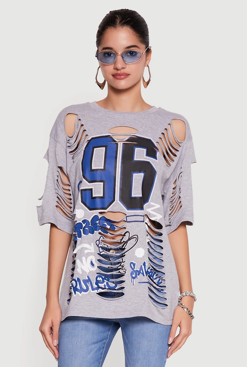Laser Cut Graffiti Graphic Tunic Tee