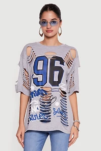 Laser Cut Graffiti Graphic Tunic Tee