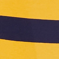 NY Embroidered Striped Cropped Long Sleeve Polo Top