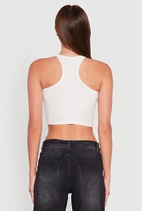 Womens Rhinestone Studded Trim Detail Halter Crop Top,