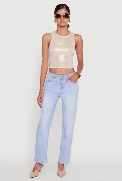 Womens Metallic Sleeveless Crop Top,