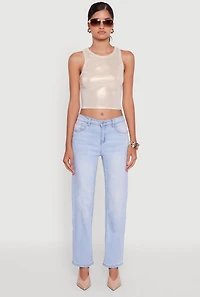 Womens Metallic Sleeveless Crop Top,