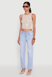 Womens Metallic Sleeveless Crop Top,