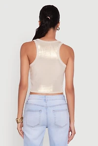 Womens Metallic Sleeveless Crop Top,