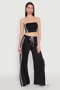 Womens Trendy Strapless Varsity Stripe Tube Top, Black, Size S