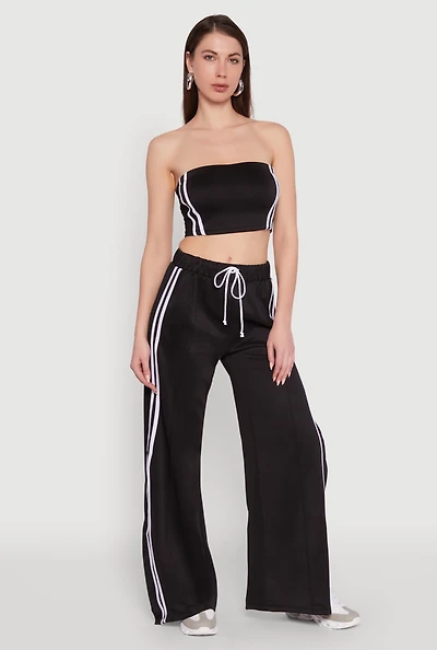 Womens Trendy Strapless Varsity Stripe Tube Top, Black, Size M