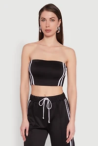 Womens Trendy Strapless Varsity Stripe Tube Top, Black, Size S