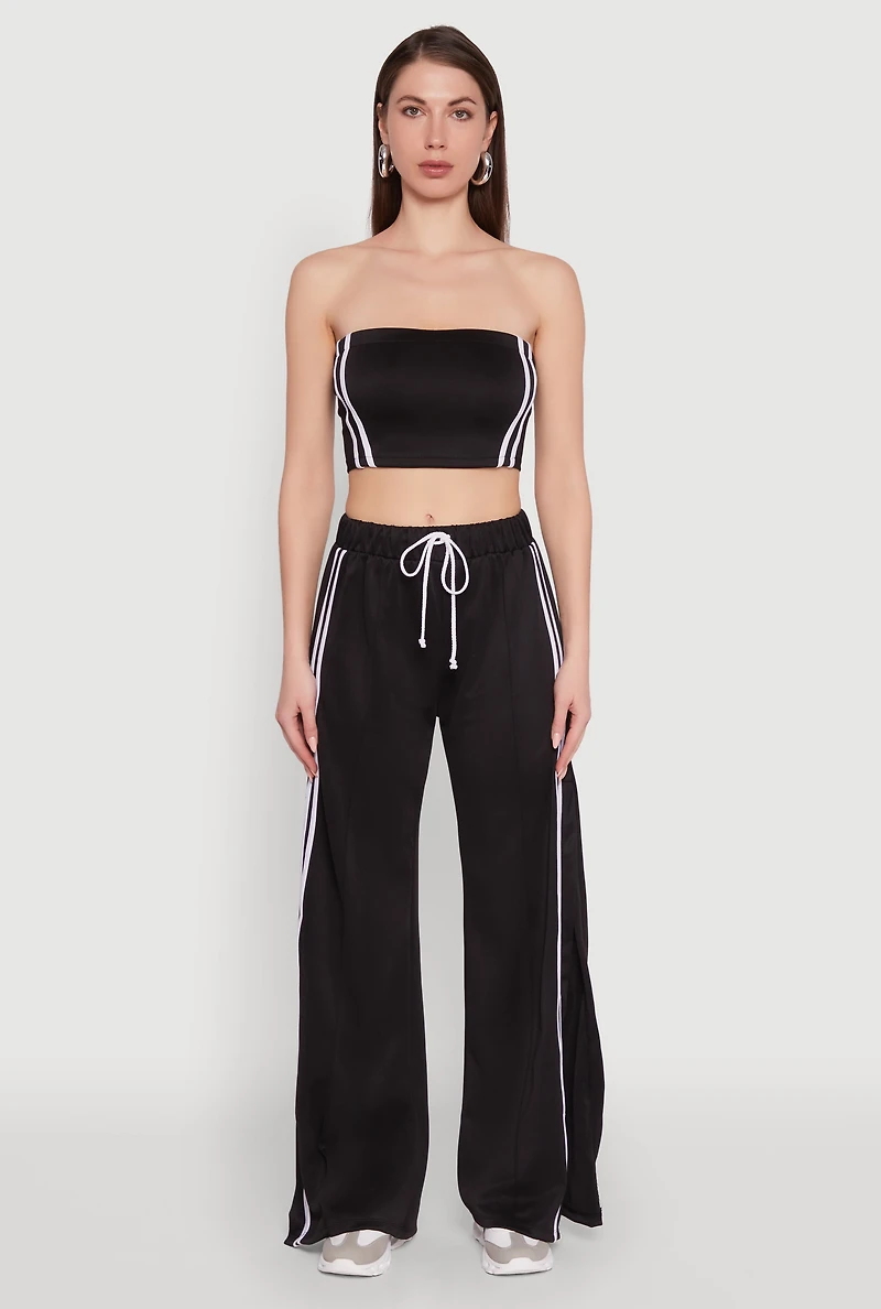Womens Trendy Strapless Varsity Stripe Tube Top,