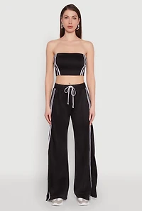Womens Trendy Strapless Varsity Stripe Tube Top,