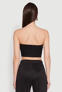 Womens Trendy Strapless Varsity Stripe Tube Top, Black, Size S