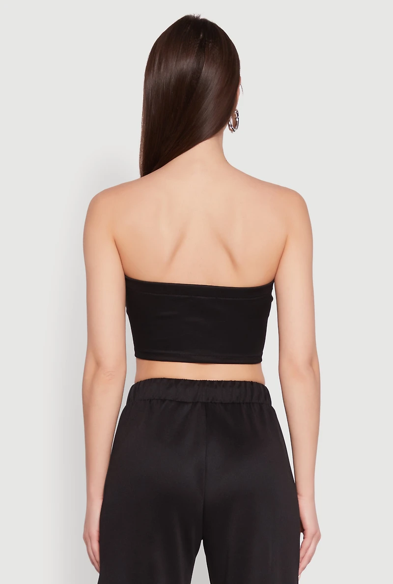 Womens Trendy Strapless Varsity Stripe Tube Top,