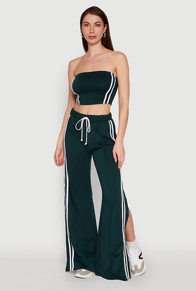 Womens Trendy Strapless Varsity Stripe Tube Top,