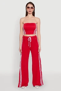 Womens Trendy Strapless Varsity Stripe Tube Top, L