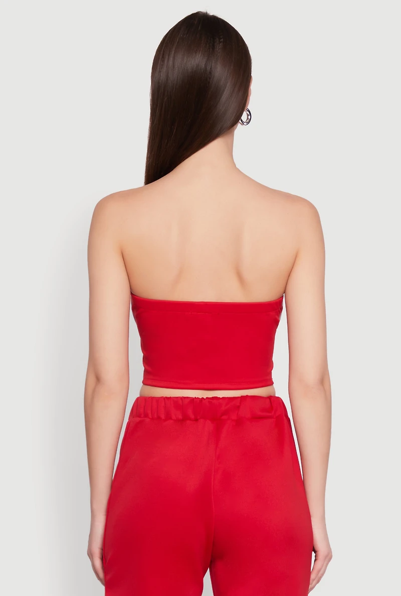 Womens Trendy Strapless Varsity Stripe Tube Top, L