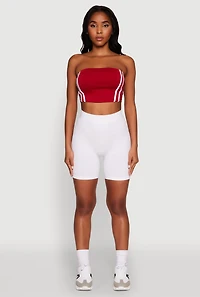 Womens Trendy Strapless Varsity Stripe Tube Top,
