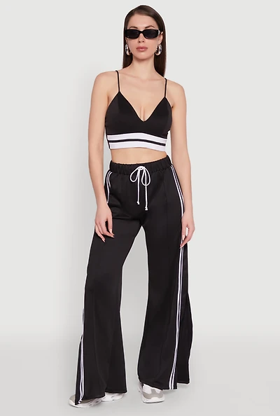Womens Trendy Scuba V Neck Bralette with Contrast Trim,