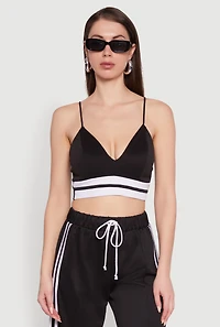Womens Trendy Scuba V Neck Bralette with Contrast Trim, S