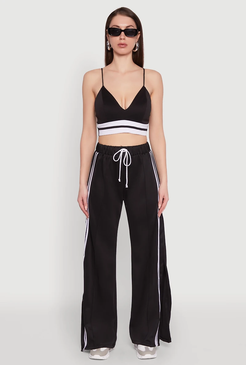 Womens Trendy Scuba V Neck Bralette with Contrast Trim, S