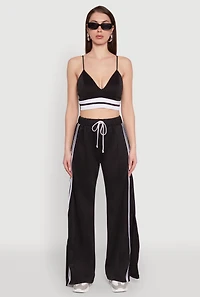 Womens Trendy Scuba V Neck Bralette with Contrast Trim, S