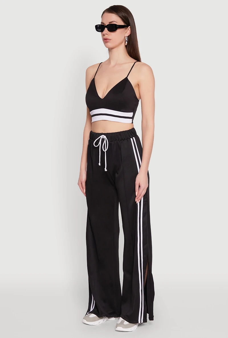 Womens Trendy Scuba V Neck Bralette with Contrast Trim, S