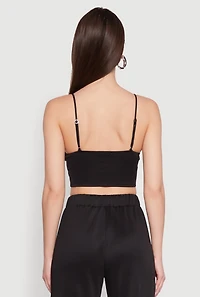 Womens Trendy Scuba V Neck Bralette with Contrast Trim, S