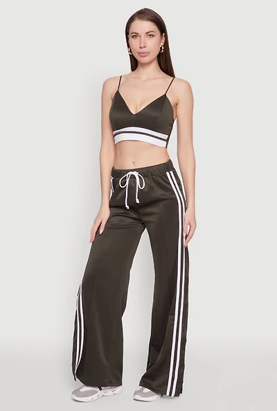 Womens Trendy Scuba V Neck Bralette with Contrast Trim,