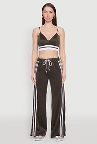 Womens Trendy Scuba V Neck Bralette with Contrast Trim,
