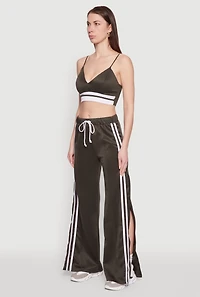 Womens Trendy Scuba V Neck Bralette with Contrast Trim,