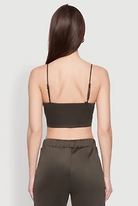 Womens Trendy Scuba V Neck Bralette with Contrast Trim,