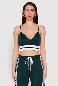 Womens Trendy Scuba V Neck Bralette with Contrast Trim, L