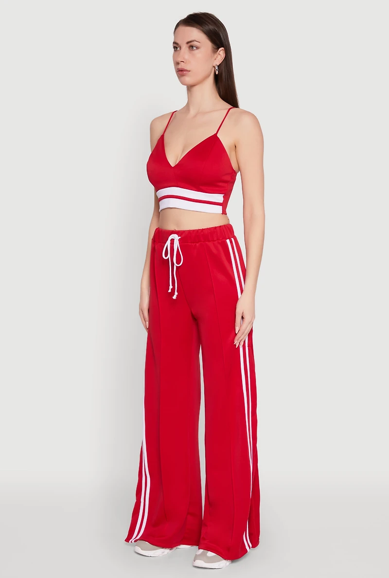 Womens Trendy Scuba V Neck Bralette with Contrast Trim, Red, Size M