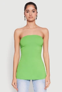 Womens Ruched Side Tube Top, Green,