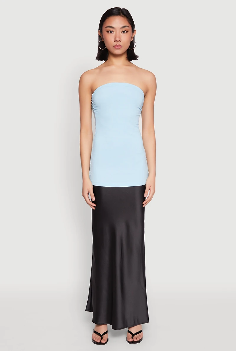 Womens Ruched Side Tube Top,