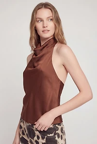 Satin Cowl Neck Halter Blouse